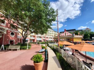 Close up of a colorful DVC resort 