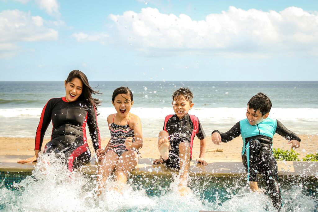 Picture of a Family at the Pool by the Beach