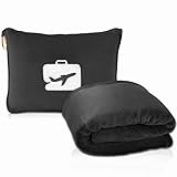 EverSnug Travel Blanket and Pillow - DVC Advantages EverSnug Travel Blanket and Pillow - Ultra-Soft, Compact & Lightweight, 65x40 Inches, with Carry Case, Luggage Sleeve & Backpack Clip for Airplane Comfort (Black)
