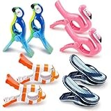 8 Pack Clips for Beach Chairs - DVC Advantages 8 Pack Clips for Beach Chairs-Durable and Big Towel Clips, Peg Clips with Colorful Parrot and Pink Flamingo Shape, Creative Beach Towel Clip for Family Use, Portable During Travel.