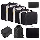 Packing Cubes For Luggage - DVC Advantages BAGAIL 8 Set Packing Cubes Luggage Packing Organizers for Travel Accessories (Jet Black)