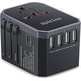 EPICKA Universal Travel Adapter - DVC Advantages EPICKA Universal Travel Adapter, European Travel Plug Adapter (Not a Voltage Converter) - International Power Adapter Worldwide Charger with USB-C & 4 USB-A Ports, Travel Essentials (TA-105, Grey)