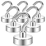 Neosmuk Magnetic Hooks Medium Duty - DVC Advantages Neosmuk Magnetic Hooks,Heavy Duty Earth Magnets with Hook for Refrigerator, Extra Strong Cruise Hook for Hanging, Magnetic Hanger for Cabins, Grill (Silver, 6 Pack)