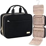 NISHEL Travel Toiletry Bag for women - DVC Advantages NISHEL Travel Toiletry Bag for women, Portable Hanging Organizer for Travel-Sized Shampoo, Conditioner, Brushes Set, makeup Accessories, Medium Size, Black