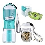 Pet Water Bottle with Food Container and Poop Bag Holder